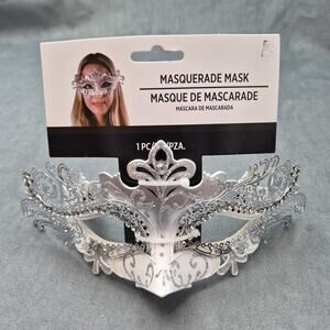 Venetian Masquerade Mask Silver White Mask Mardi Gras Halloween Women Party Mask